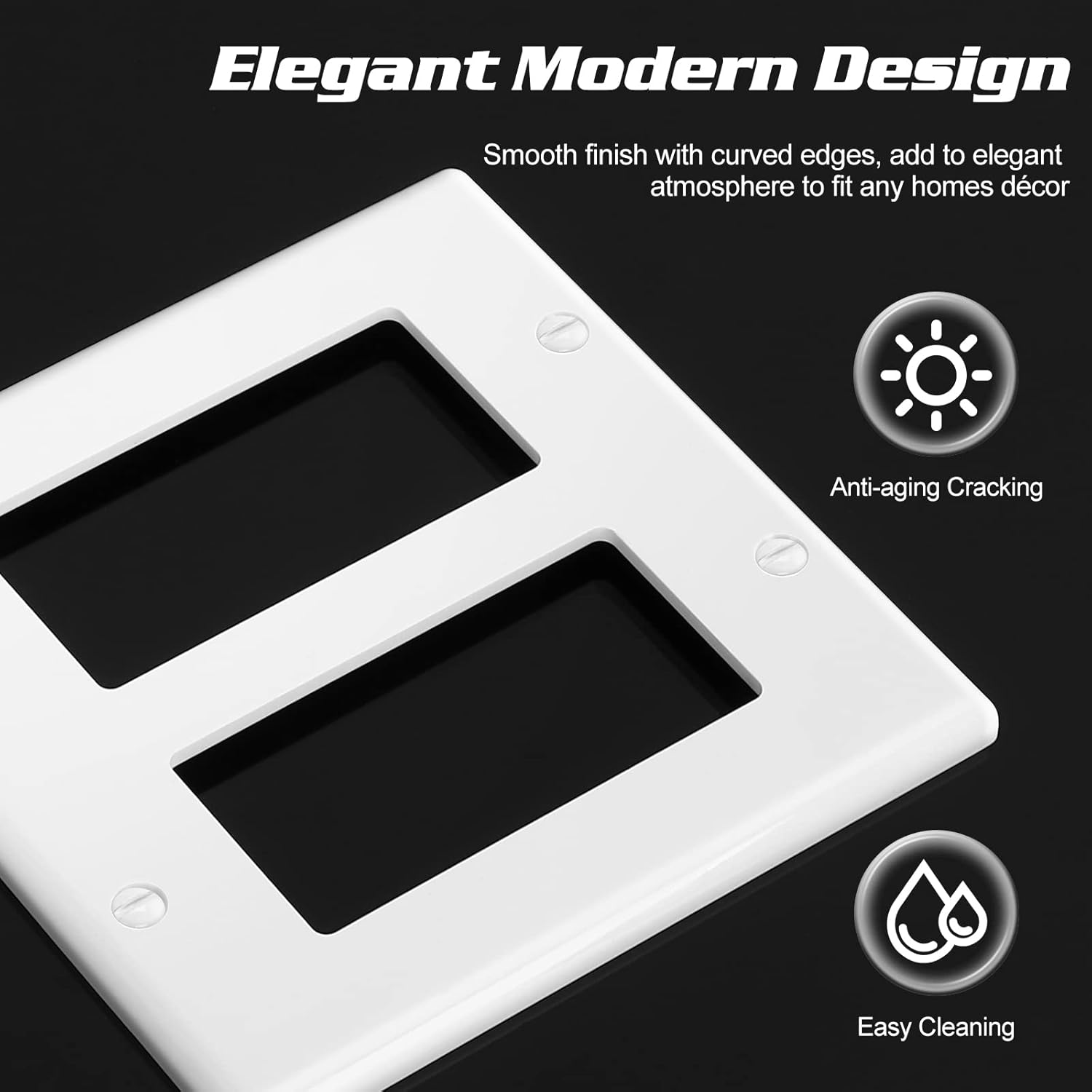 Decorator Wall Plate Double Gang Light Switch Plate Outlet Cover,Unbreakable Polycarbonate