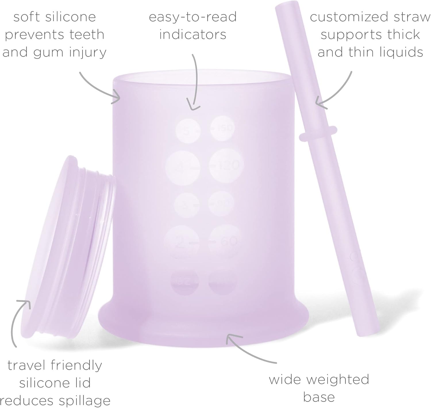 Olababy Silicone Training Cup with Straw Lid | Babies Water Drinking Cup | 6+ Mo Infant To 12-18