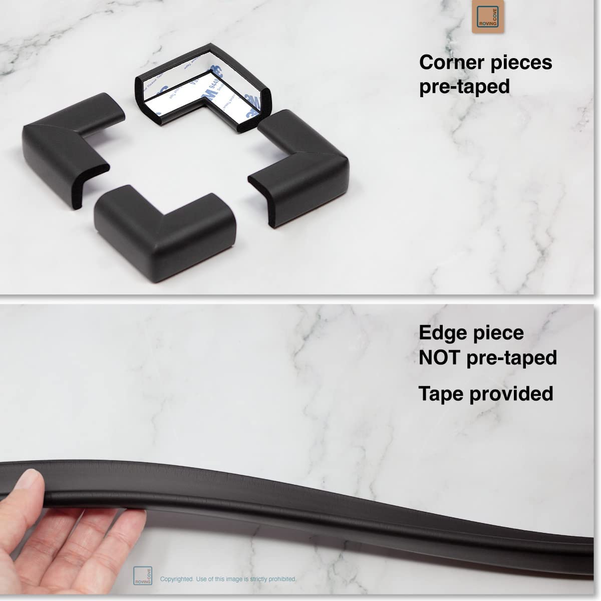 Roving Cove Slim-Fit Corner Edge Protector for Baby Proofing (Small 15ft Edge 4 Corners), Furniture