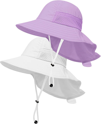Toddler Baby Sun Hat Kids Summer UPF 50+ for Boys Girls Adjustable Beach Hats with Bucket Wide Brim