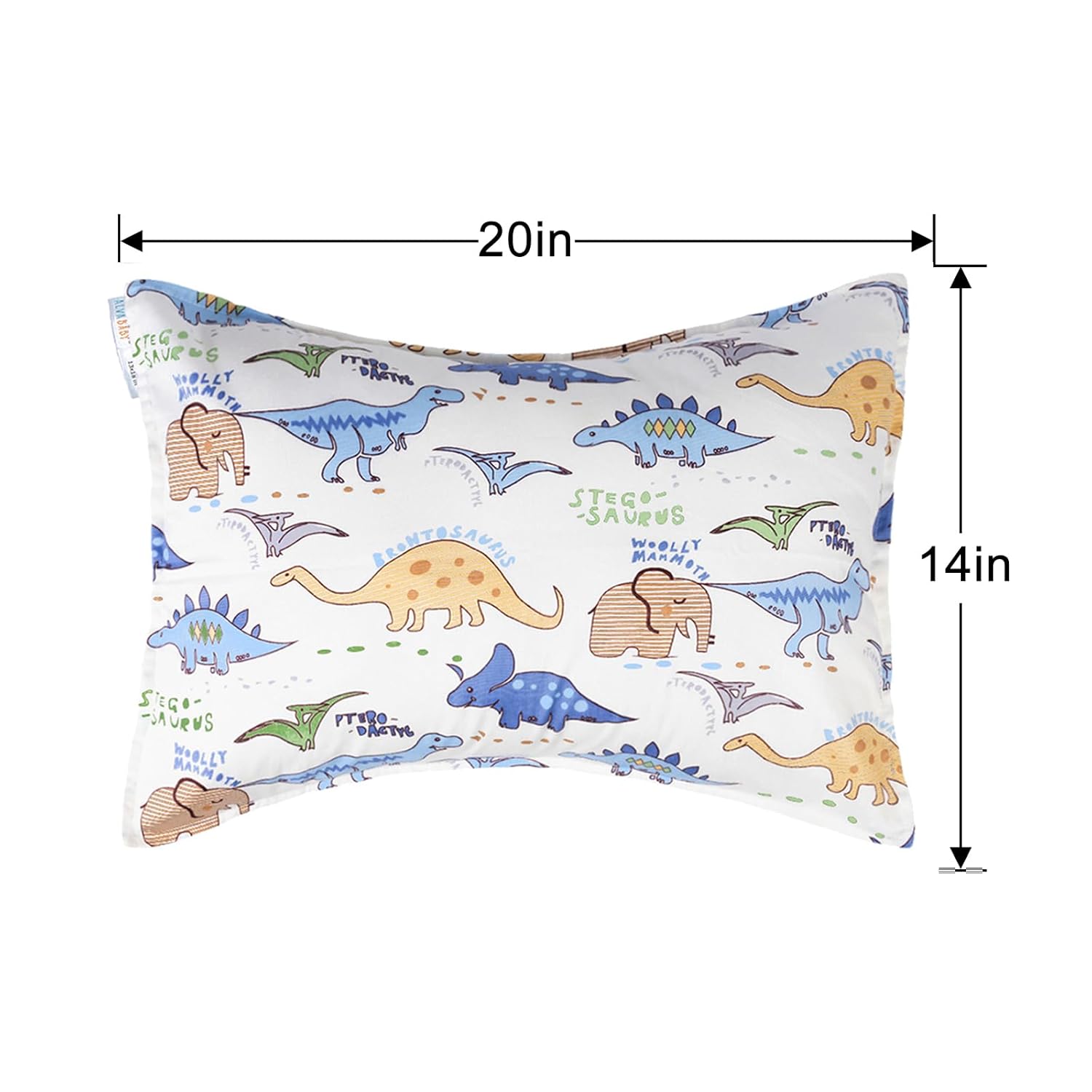 ALVABABY Toddler Pillowcases, Fits 14x19 in Kids Pillow, 2 Pack Organic Cotton Baby Pillow Cover