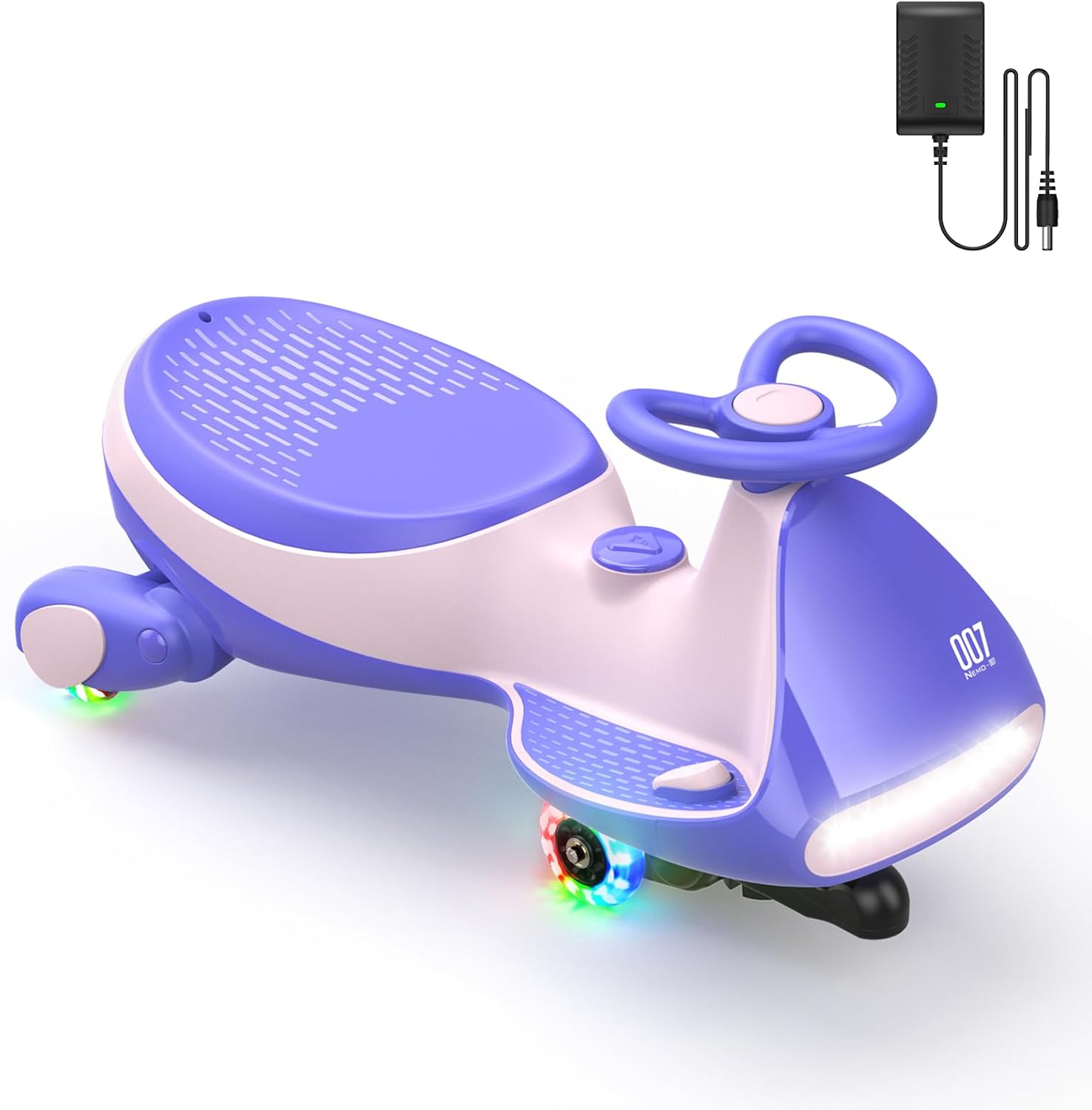 FanttikRide 6V N7 Classic Electric Wiggle Car with Pedal, Rechargeable Battery, Ride on Toys, Swing