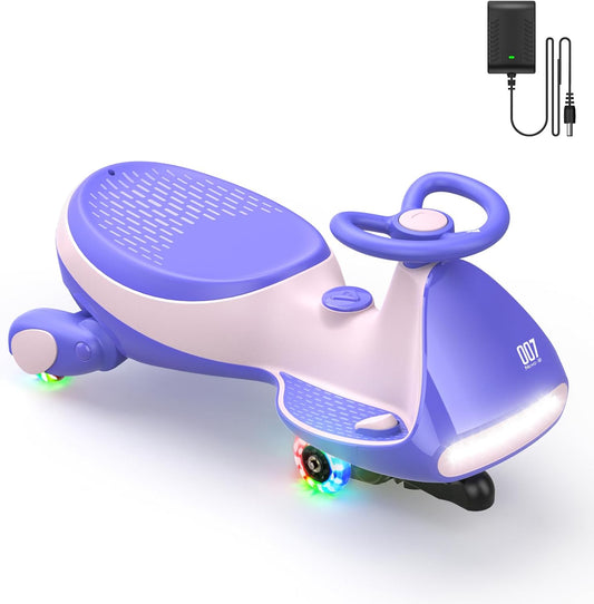 FanttikRide 6V N7 Classic Electric Wiggle Car with Pedal, Rechargeable Battery, Ride on Toys, Swing
