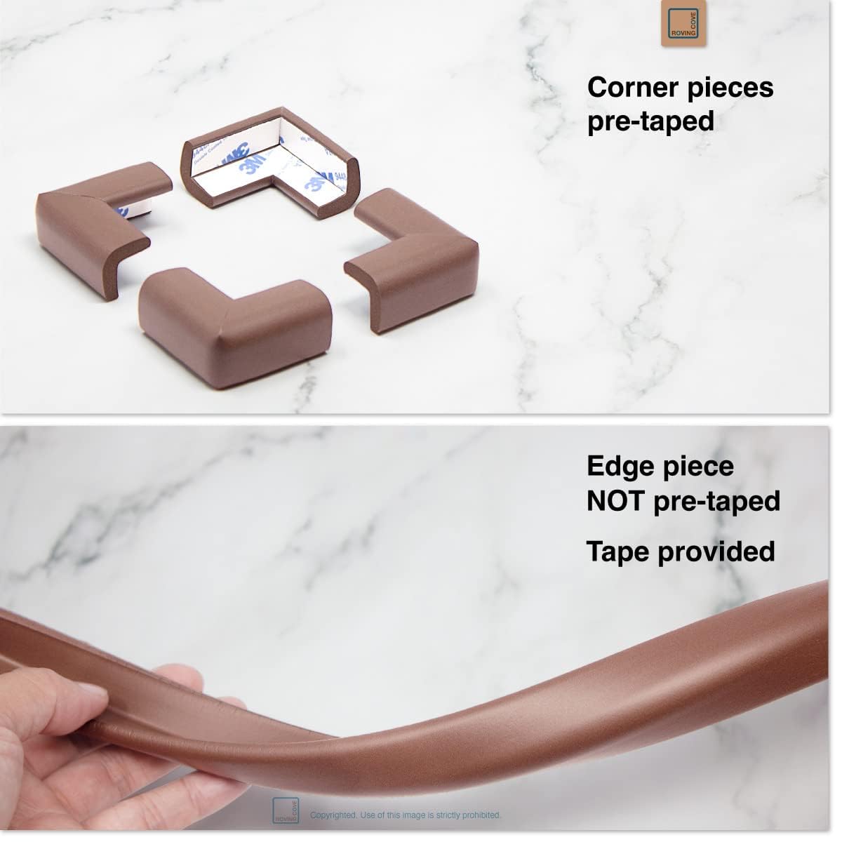 Roving Cove Slim-Fit Corner Edge Protector for Baby Proofing (Small 18ft Edge 8 Corners), Furniture