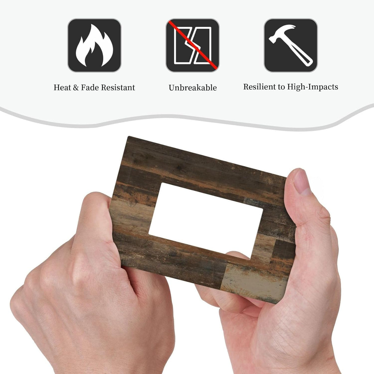 Rustic Brown Wood Grain Dark Oak Decorative Outlet Covers 1 Gang Single Rocker Light Switch Cover