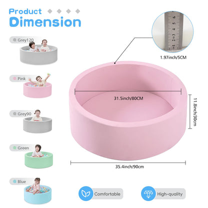 SHJADE Foam Ball Pit, 35.4"x 11.8" Ball Pits for Toddlers-Pink