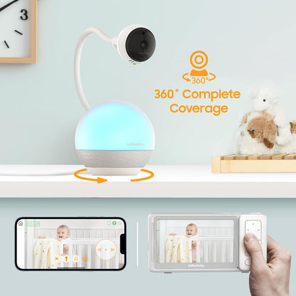 CHILLAX Baby Monitor Baby Mood Plus,5-inch 1080p HD Camera Wi-Fi Baby Monitor,with Sleep Trainer &