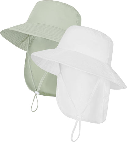 Baby Sun Hat Toddler Bucket Hats with Removable Neck Flap for Boys Girls Kids with Wide Brim Summer