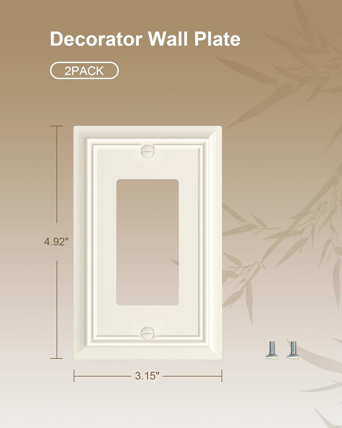 2-Pack Decorator Wall Plate Cover, Light Almond Decorative Switch Plates and Outlet Covers, Durable