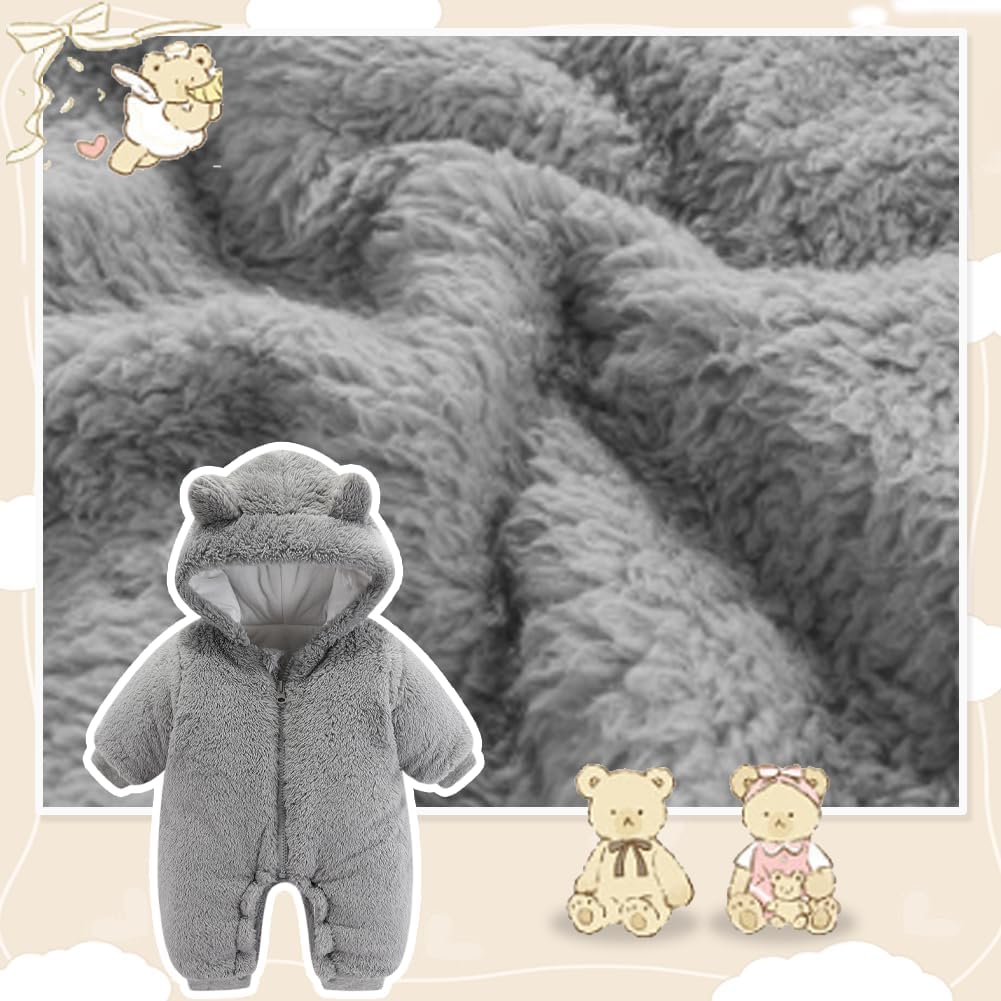 UVIPC Baby Newborn Bear Outfit Fleece Snowsuit Winter Clothes Hooded Jumpsuit Romper for Baby boy