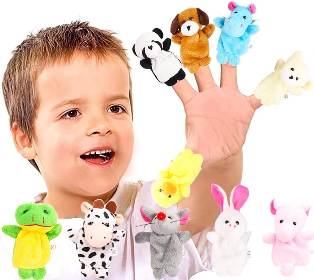 10Pcs Finger Puppets Set - Soft Plush Animals Finger Puppet Toys for Kids, Mini Plush Figures Toy