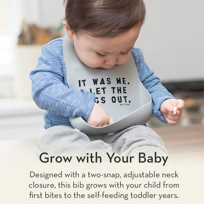 Bella Tunno Baby Bib for Eating, Waterproof Silicone Bib with Large Food Catcher, Adjustable Fit