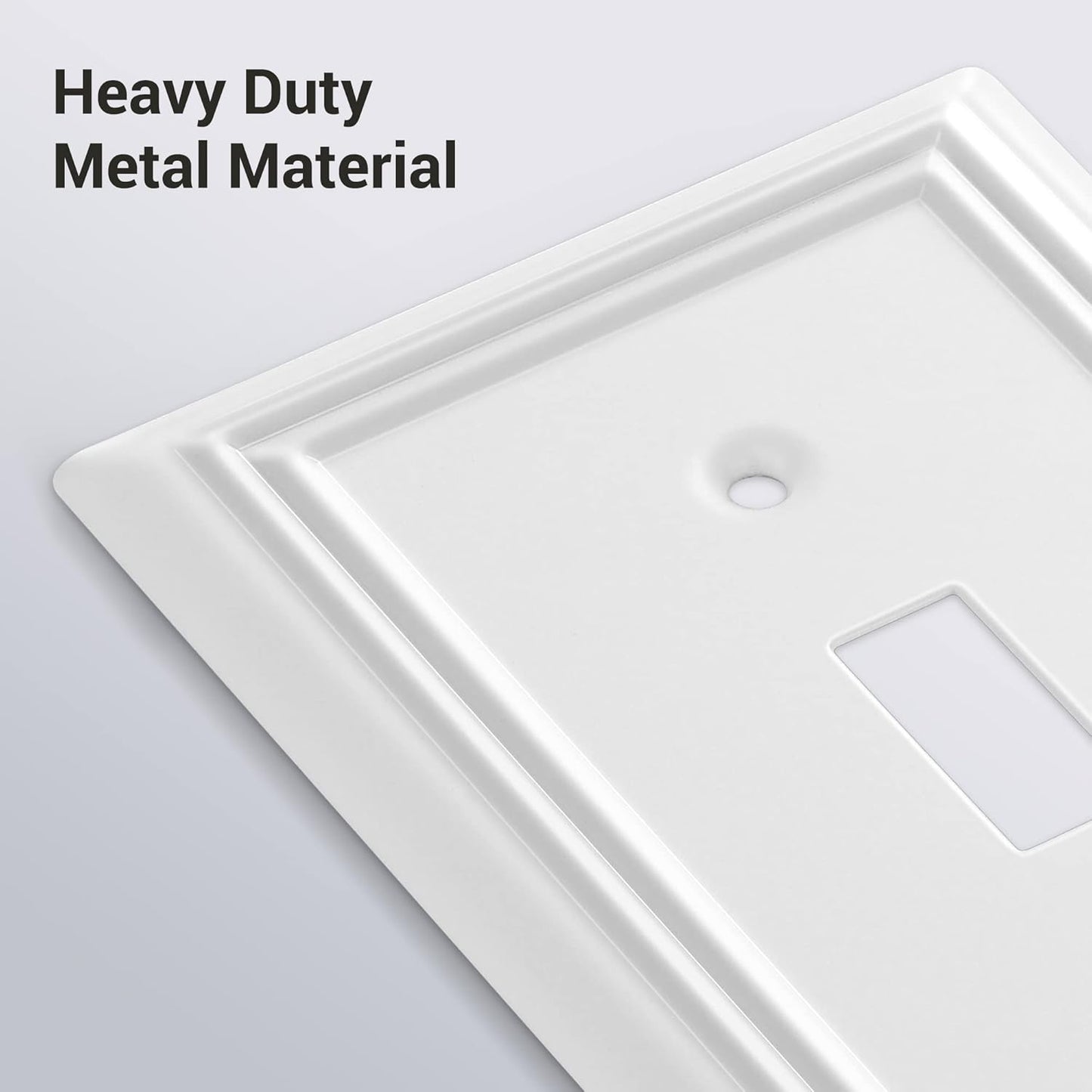 DEWENWILS 4-Pack Toggle Wallplate, Metal Light Switch Covers with White Finish, Heavy Duty Face