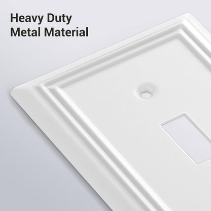DEWENWILS 4-Pack Toggle Wallplate, Metal Light Switch Covers with White Finish, Heavy Duty Face