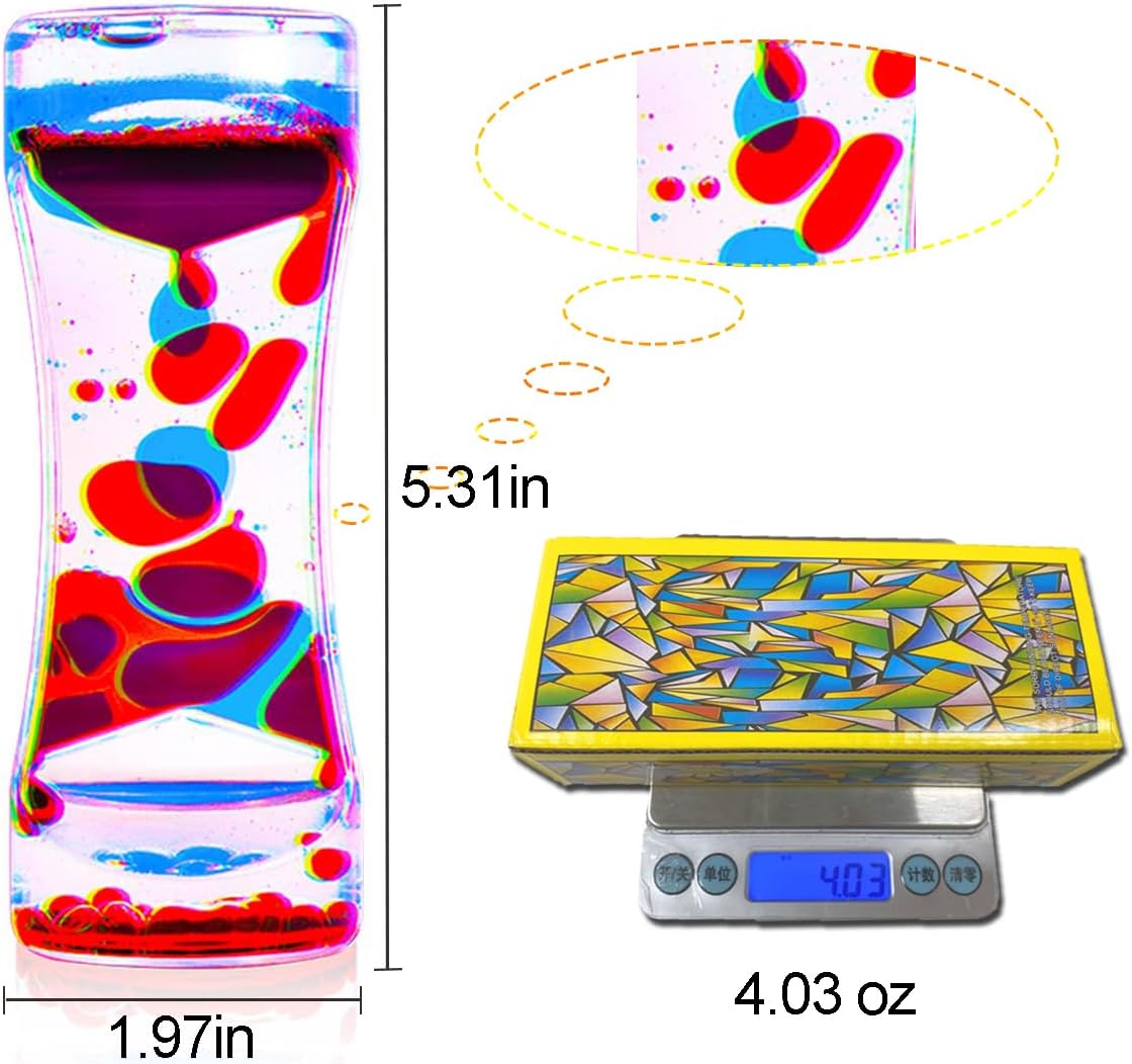 Liquid Motion Bubbler Sensory Toys, 12 Pack Liquid Timer Desktop Colorful Hourglass Liquid Bubbler