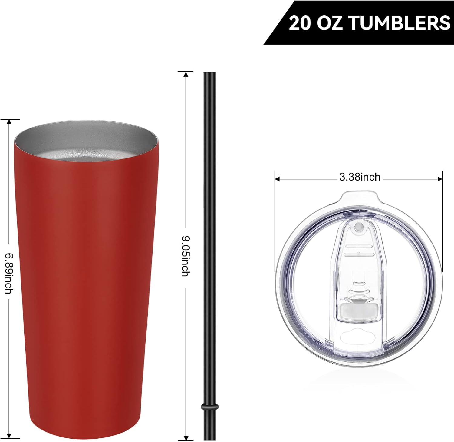 VEGOND 20oz Tumbler Bulk with Lid and Straw 12 Pack, Stainless Steel Vacuum Insulated Tumbler
