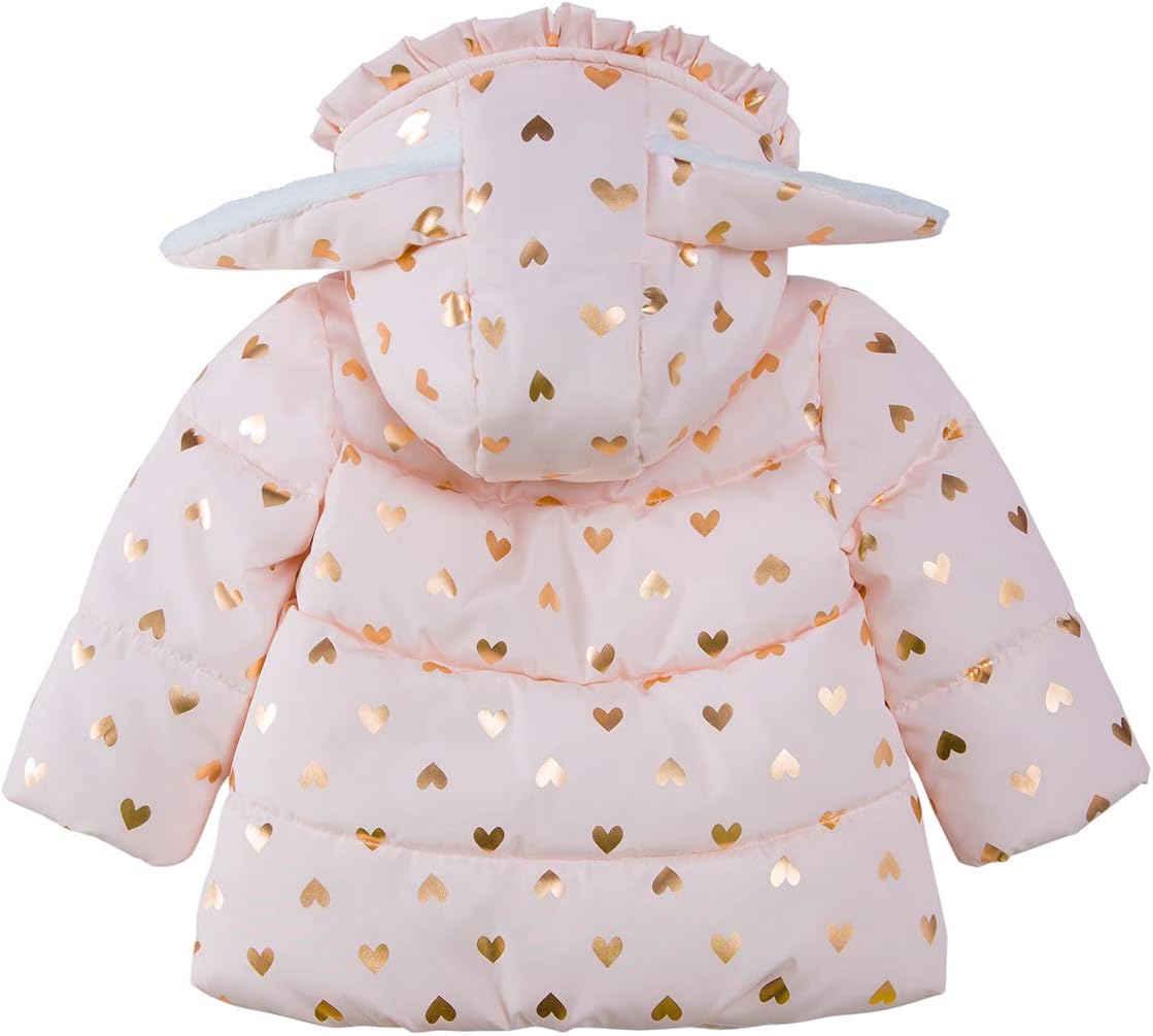 Rokka&Rolla Baby Girls' Water-Resistant Soft Mini Fur Lined Puffer Jacket Winter Coat for Newborn