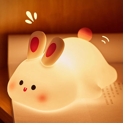 Squishy Bunny Night Light, Cute Easter Rabbit, Bunny Lamp, Led Big Face Rabbit Decor, Novelty