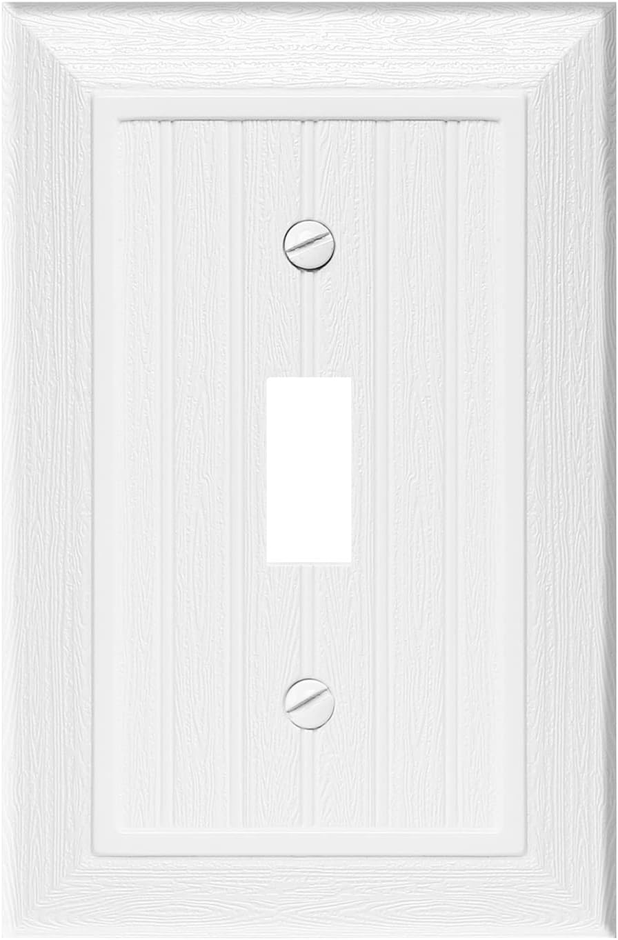 Modern Decorative Wall Plate Switch Plate Outlet Cover, Vintage Retro Wood Grain Design(Single