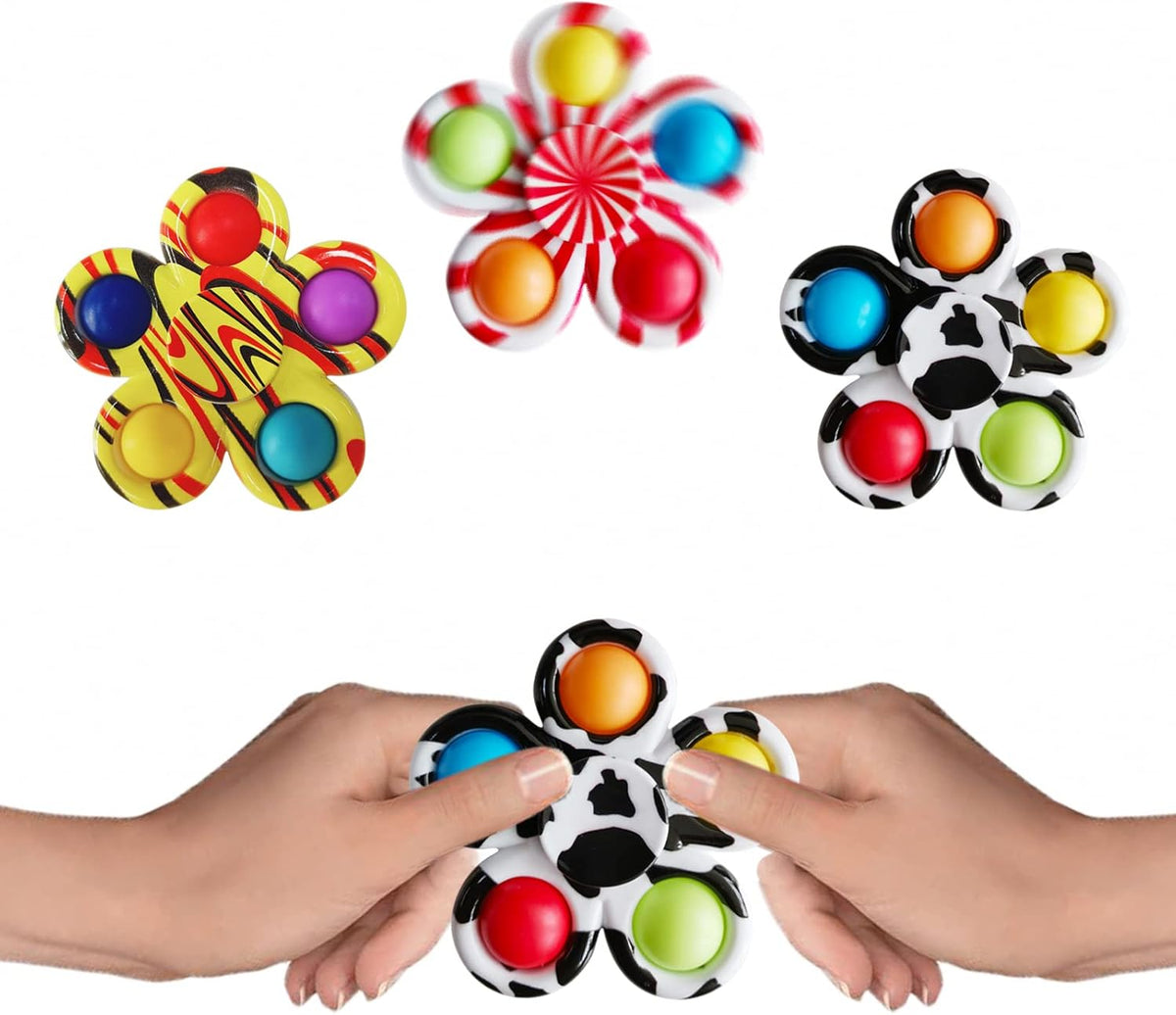 12 Pcs Pop Bubble Fidget Spinners for Party Favors, Hand Fidget Bulk Toys for Classroom Prizes
