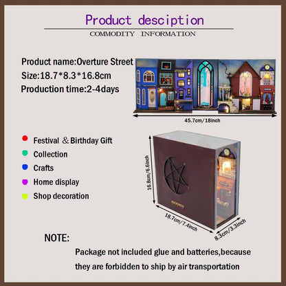 WYD DIY Bookstand Kit British Magic House Street View Architectural Model Handmade Desk Insert