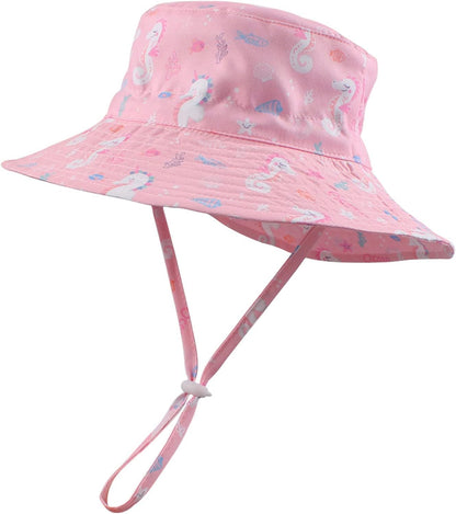 Peecabe Summer Baby Sun Hat for Boys Girls UPF 50+ Wide Brim Toddle Bucket Hat Adjustable Baby