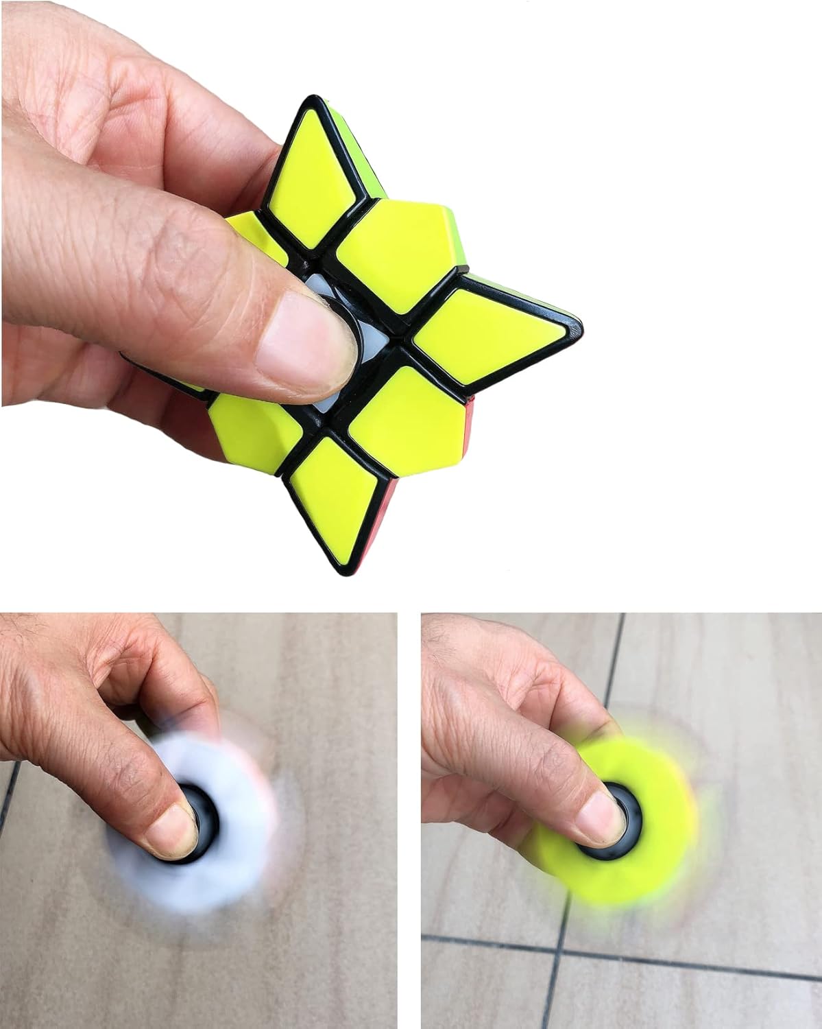 Magic Spinner Cube 2 in 1 Stickerless Brain Teasers Magic Puzzle Spinning Top Cube Rotatable Stress