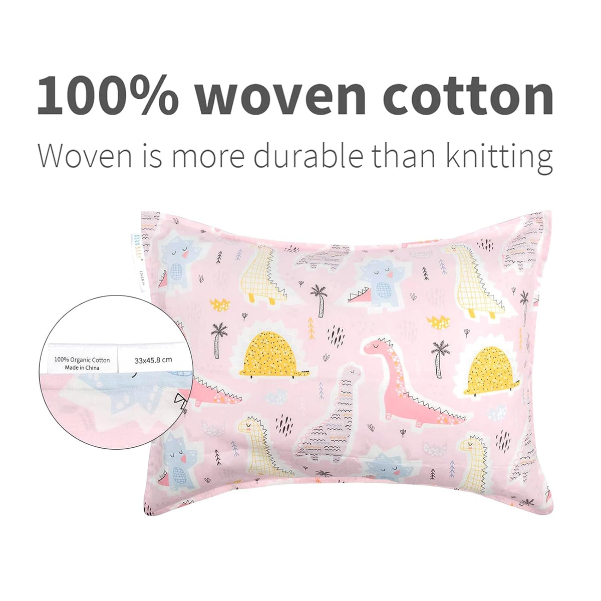 ALVABABY Toddler Pillowcases 2 Pack Organic Cotton Kids Pillow Cover Fit 13"x 18" or 12"x16"