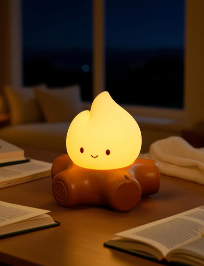 Campfire Night Light for Kids, Cute Campfire Lamp Gifts, LED Light up Flame Lights, Dimmable