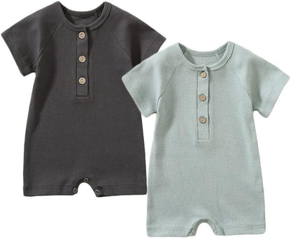 Baby Boys Girls 2 Pack Romper Jumpsuits Short Sleeve One Piece Clothes Sets
