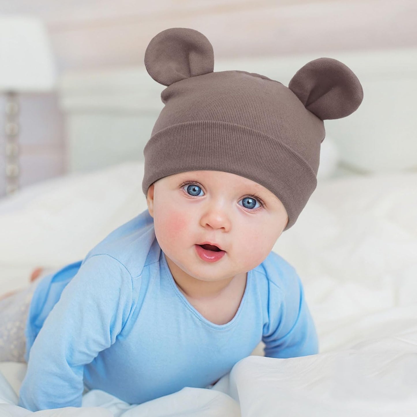 DRESHOW BQUBO 4 Pieces Baby Beanie Newborn Toddler Soft Cute Knit Hat Hospital Hats for Baby Boys