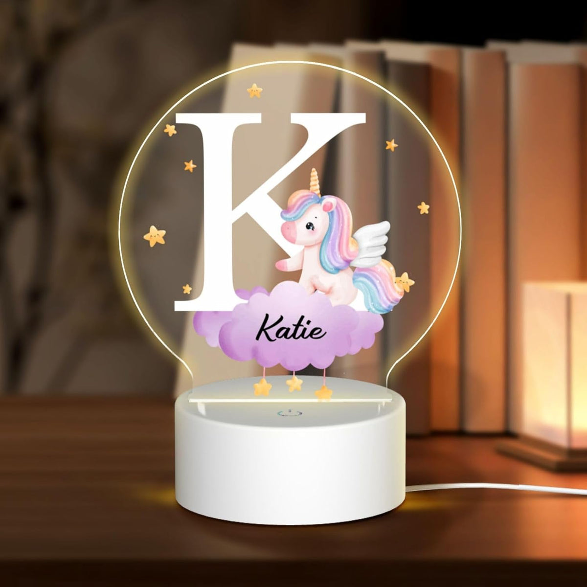 Personalized Cute Forest Animal Night Light for Kids,Custom Name Touch Control Nursery Lamp,3 Color