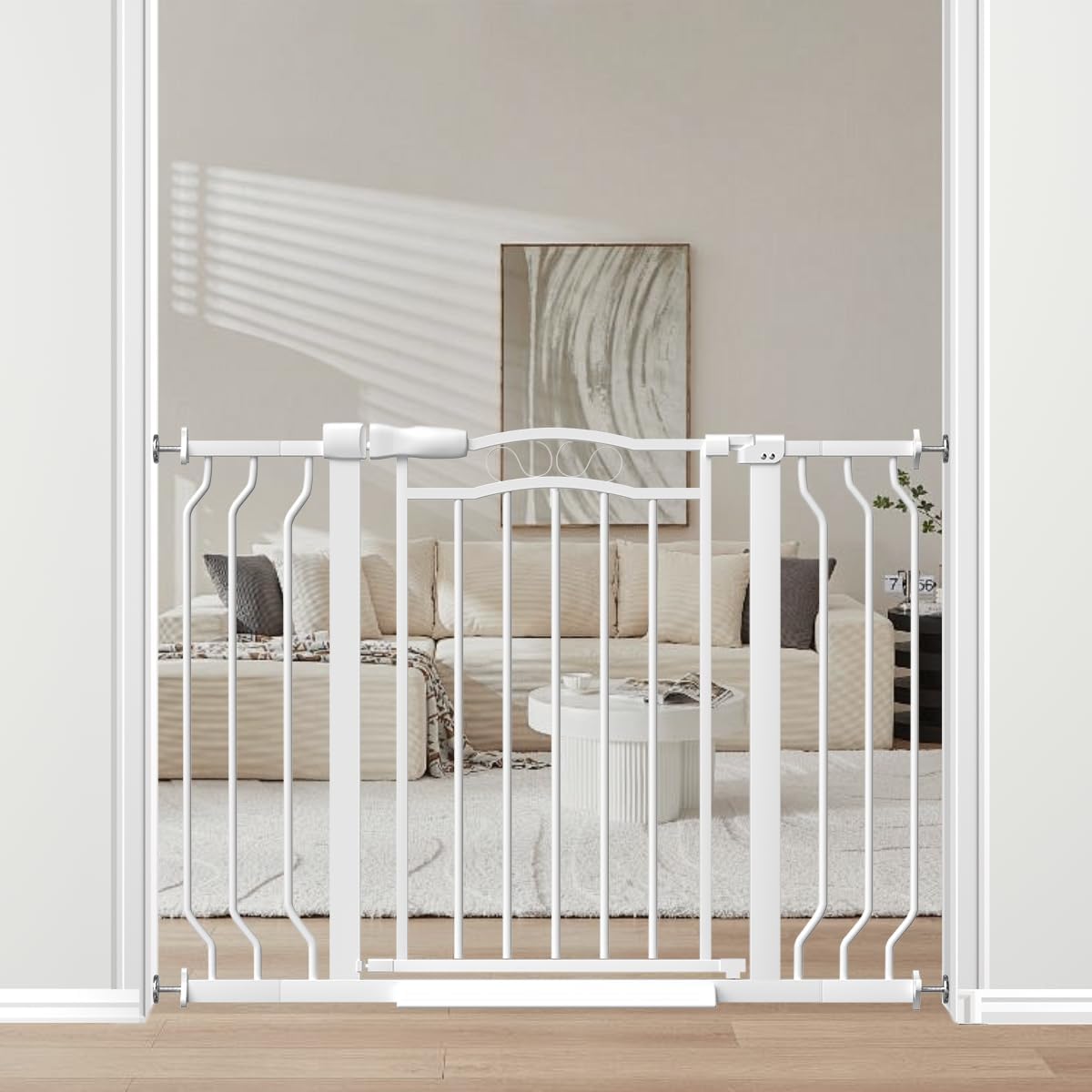 29.9-43.7 in Wide Baby Gate for Stairs Doorways, Auto Close Child Safety Gates Indoor for Dogs