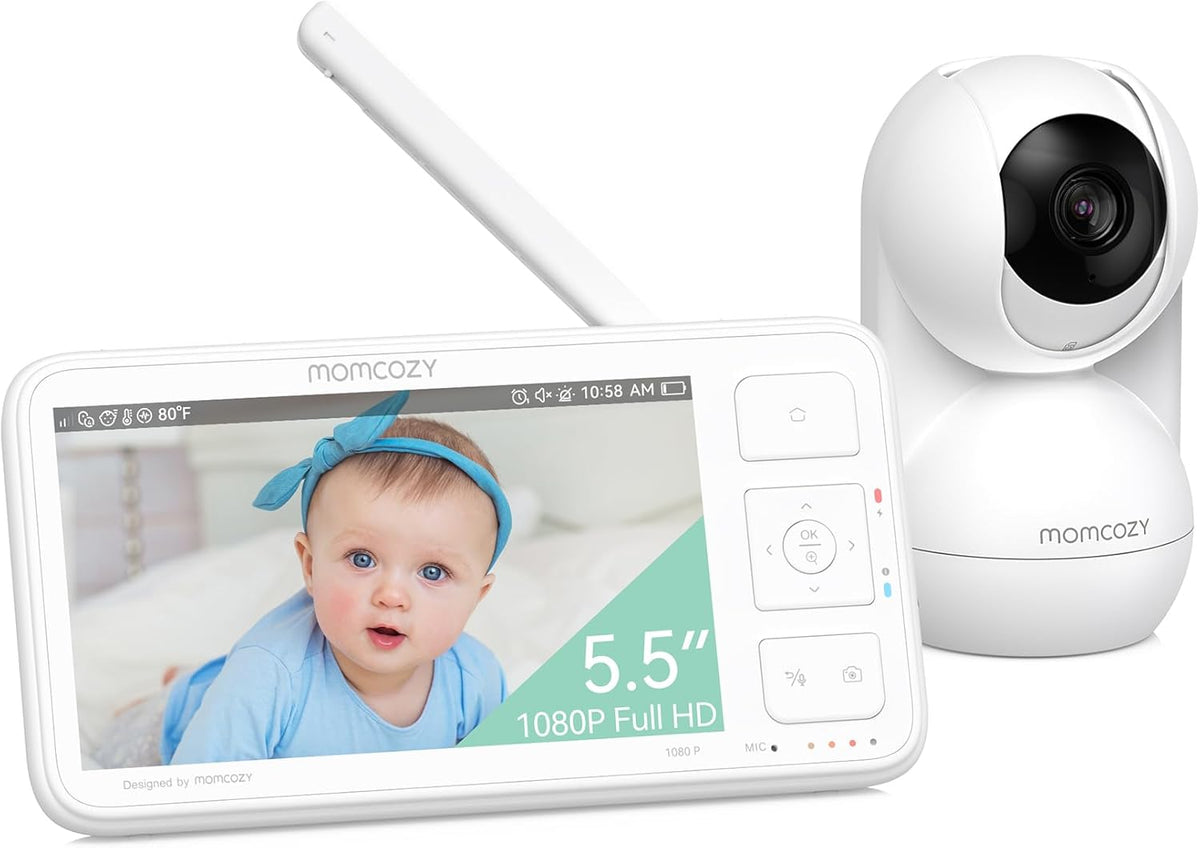 Momcozy Video Baby Monitor, 5.5” 1080P Full HD Baby Monitor with Camera No WiFi, Infrared Night