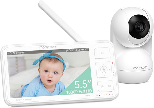 Momcozy Video Baby Monitor, 5.5” 1080P Full HD Baby Monitor with Camera No WiFi, Infrared Night