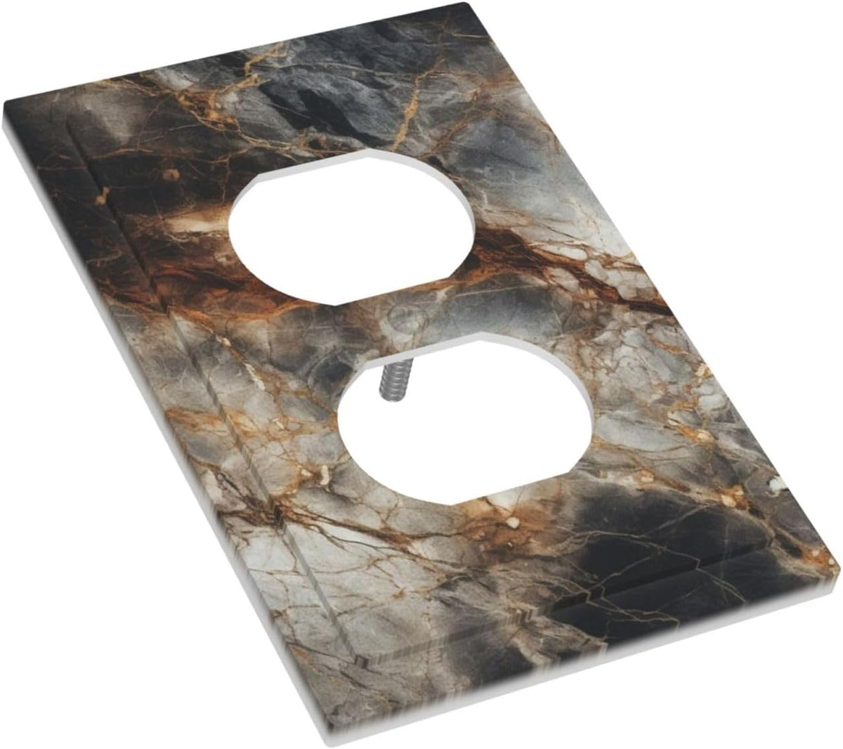 Brown Marble Granite Golden Lines Print Outlet Covers 1 Gang Duplex Light Switch Cover Decorative