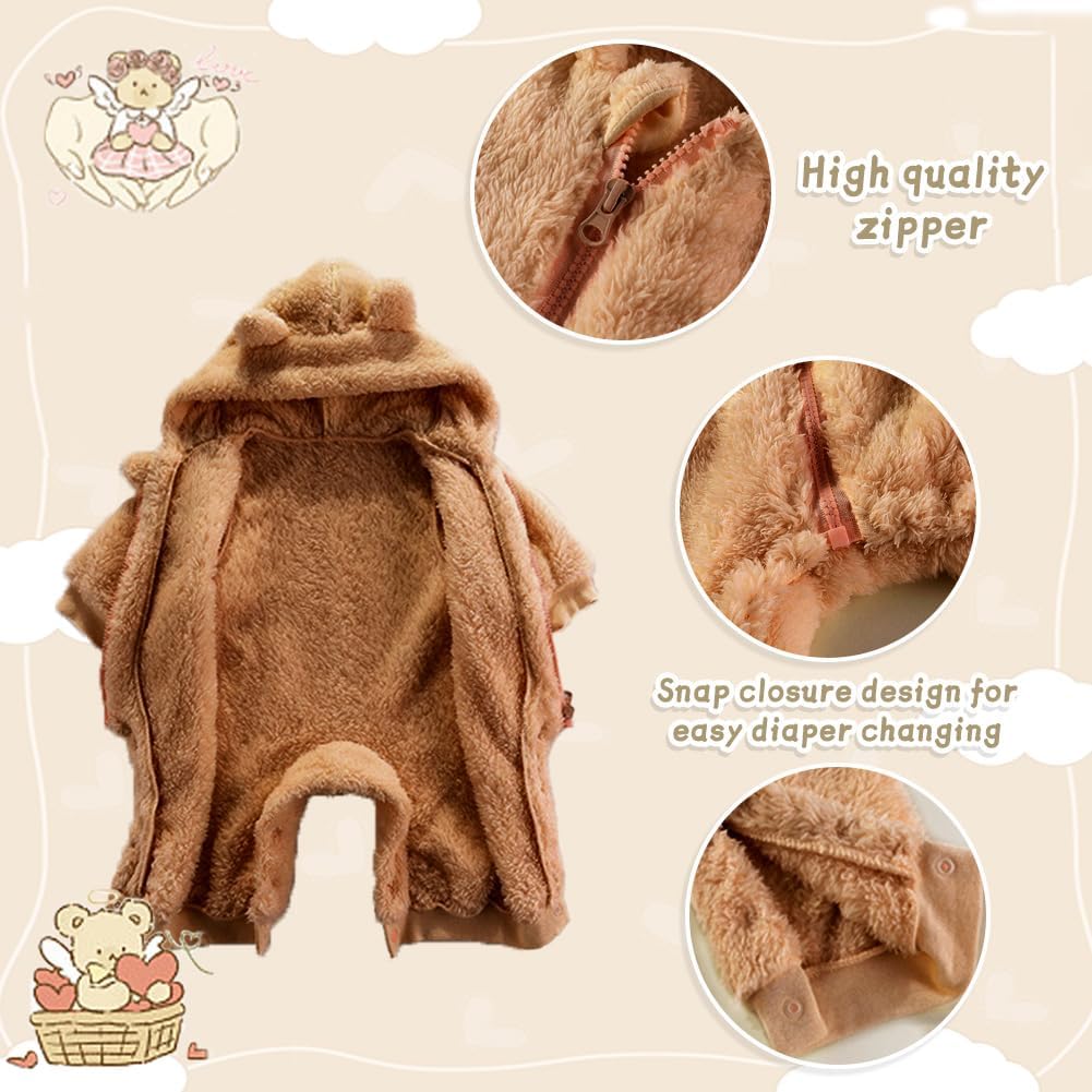 UVIPC Baby Newborn Bear Outfit Fleece Snowsuit Winter Clothes Hooded Jumpsuit Romper for Baby boy
