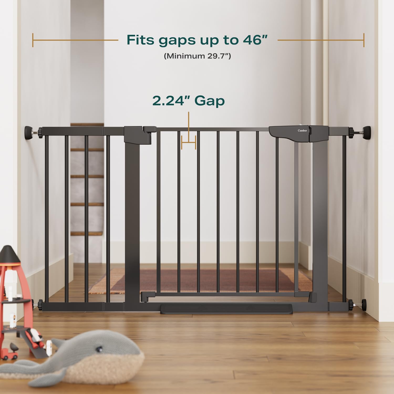 Cumbor 2 Pack 29.7-46" Baby Gate for Stairs, Mom's Choice Awards Winner-Auto Close Dog Gate for