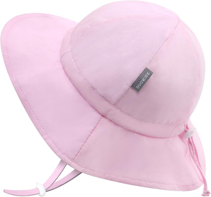 UPF 50+ Baby Bucket Hat - Wide Brim Sun Protection Beach Cap for Girls - Cute & Adjustable Toddler