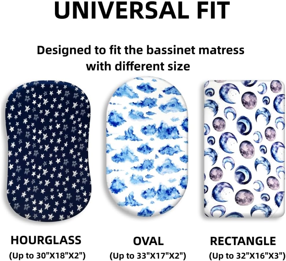 4 Pack Breathable Bassinet Sheets for Baby Boys Neutral Unisex Soft Bassinet Fitted Sheets for