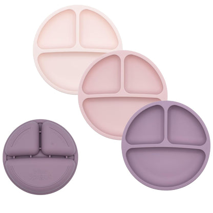 WeeSprout Silicone Divided Plates (No Lids), 100% Food Grade Silicone Plates for Toddlers & Kids