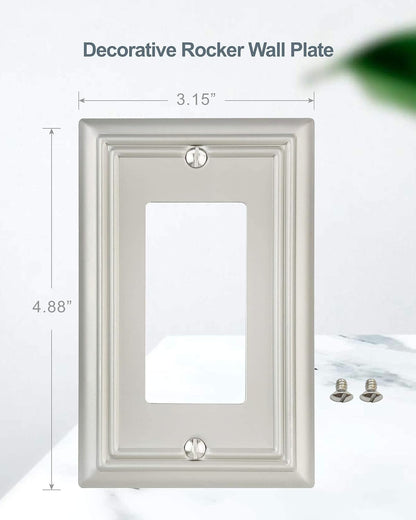 4-Pack Decorator Wall Plate, for Dimmer Switch, GFCI Outlet and Receptacal, Satin Nickel Outlet