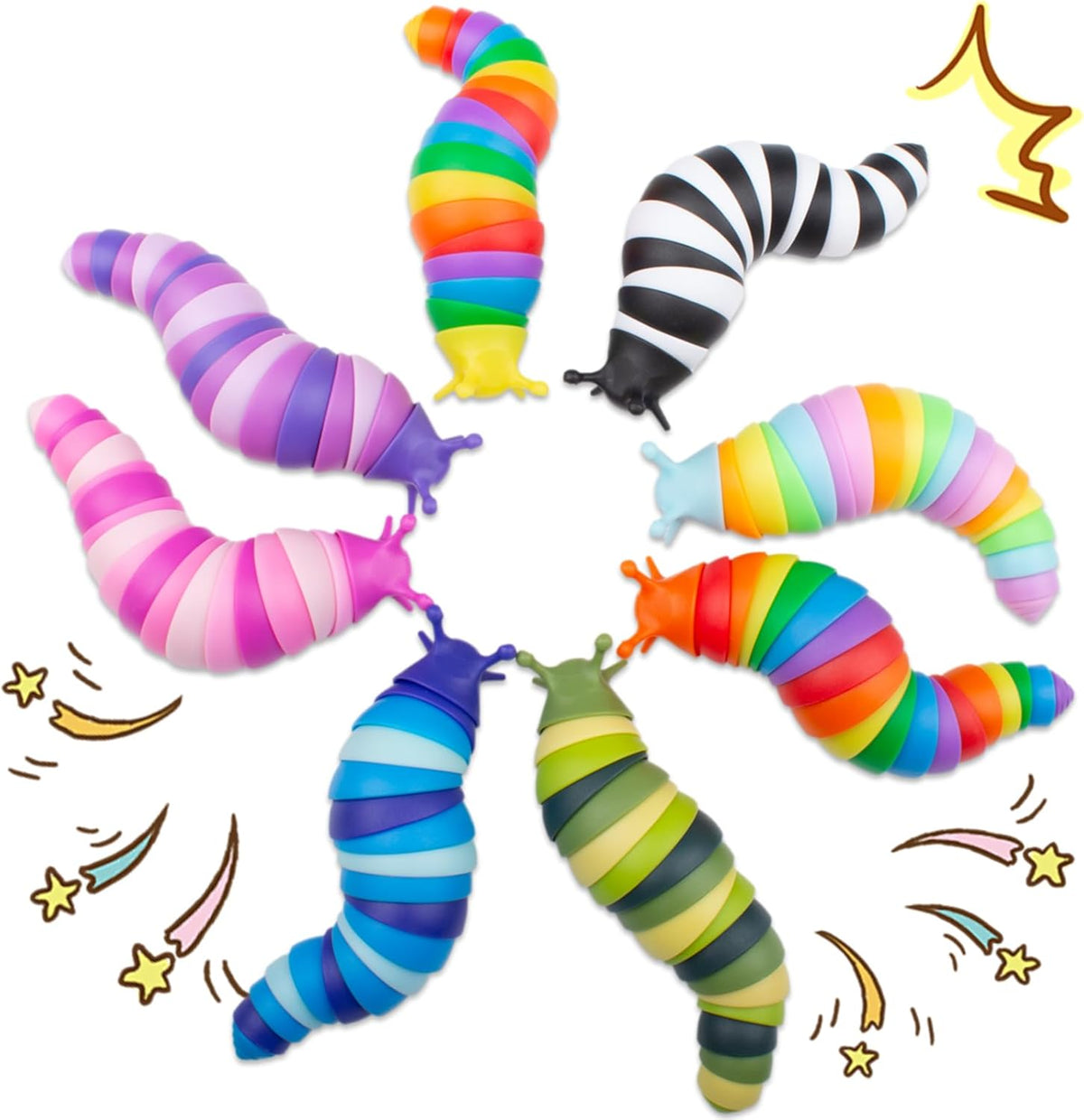 Cevioce 8 PCS Fidget Toys Slug for Adults Anxiety Sensory Toys for Party Favors Toddler Fidget Toys