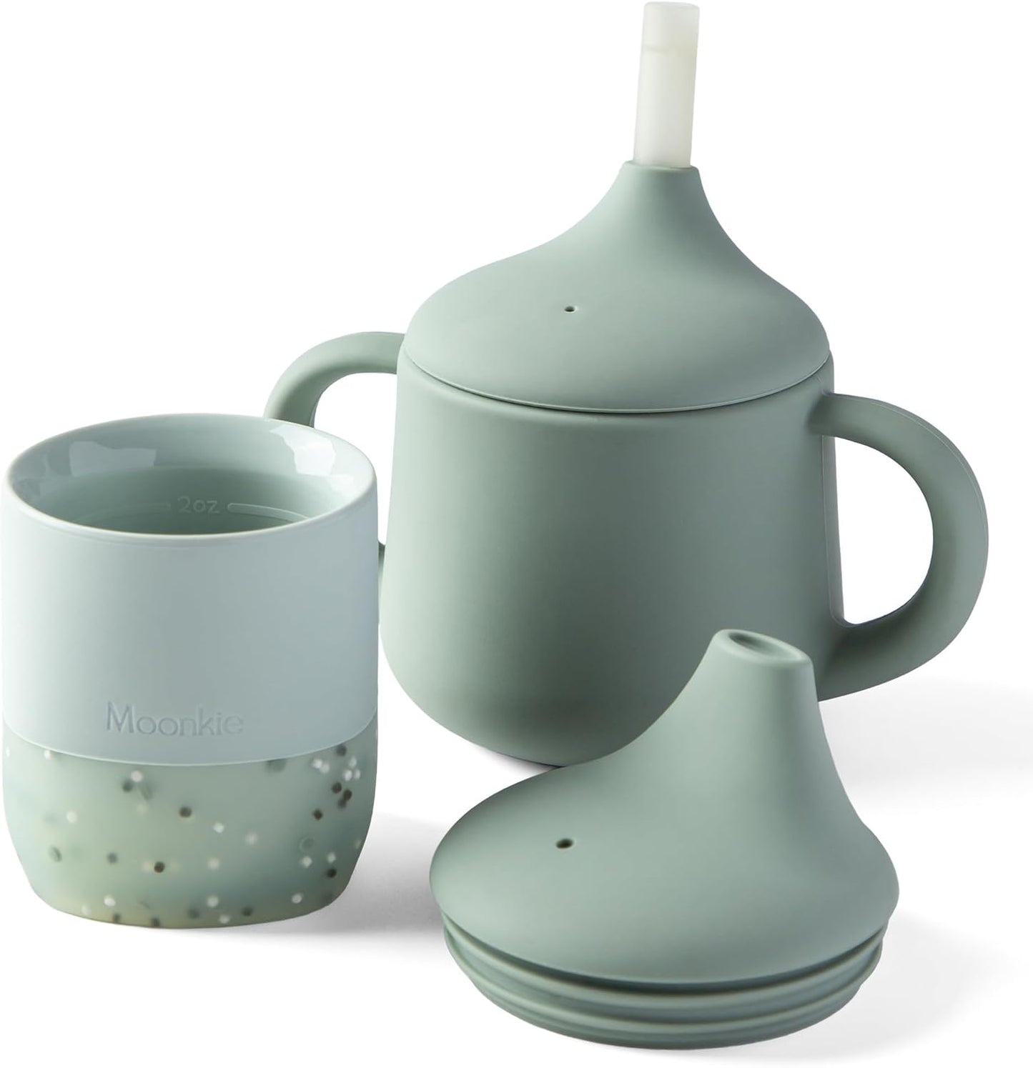 Moonkie Baby Training & Sippy Cup Set | 4 Months+ | Baby-Led Weaning Essential | Gift (Mint Cup