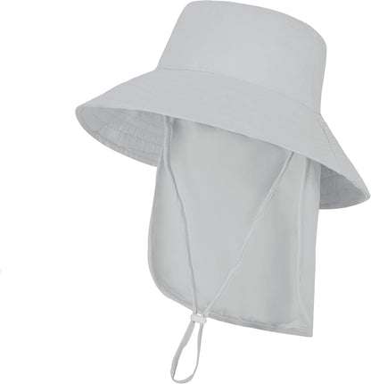 Baby Sun Hat Toddler Bucket Hats with Removable Neck Flap for Boys Girls Kids with Wide Brim Summer