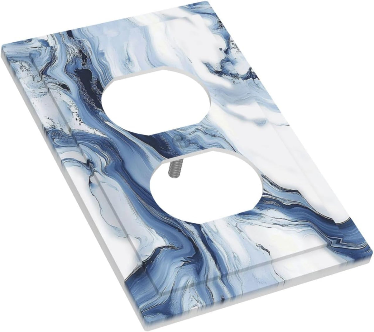 Outlet Covers White Marble Navy Blue Line Fluid 1 Gang Duplex Light Switch Cover Decorative Switch