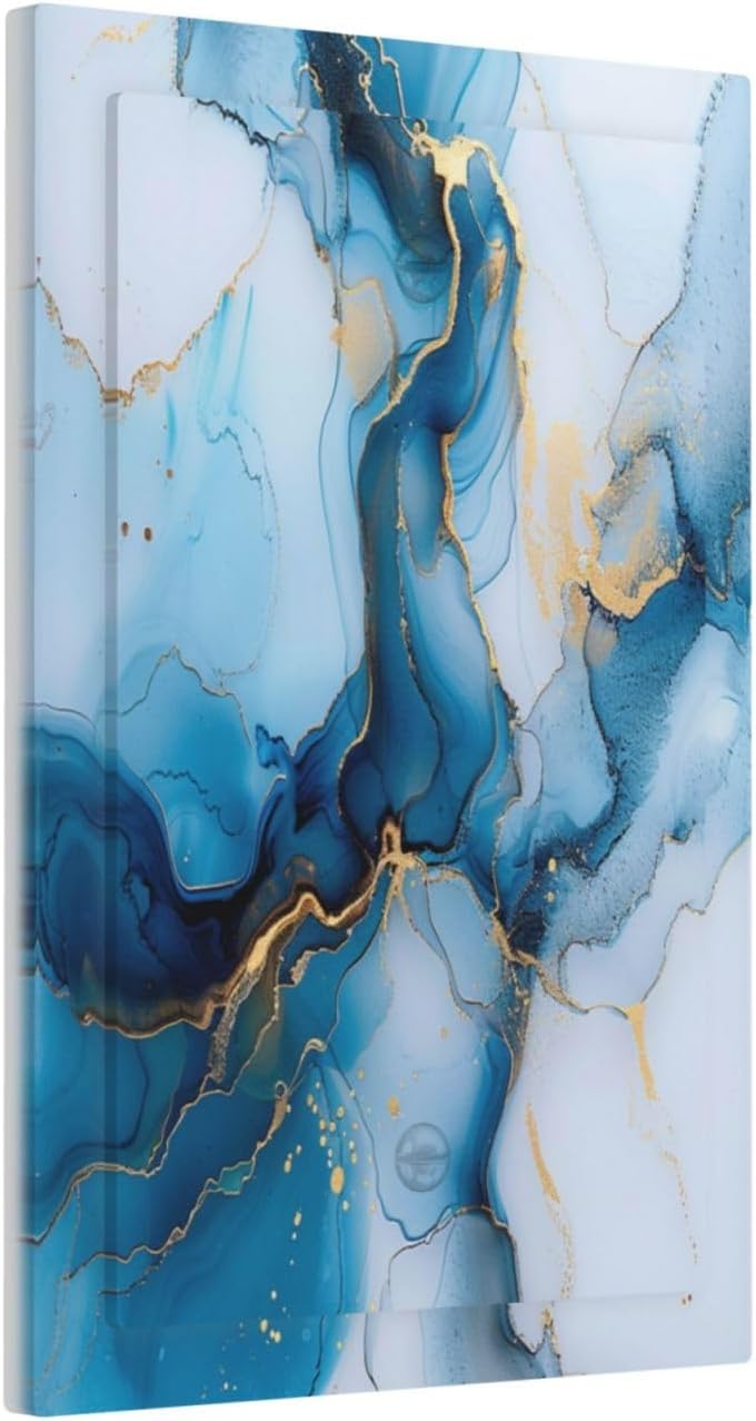 Decorative Switch Covers Plate Modern Abstract Blue Gold Line Marble 1 Gang No Device Single Blank