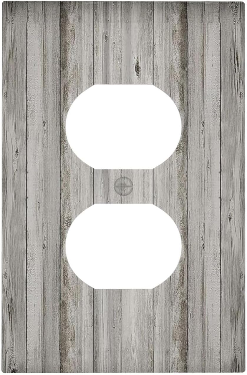 Outlet Covers Farmhouse Rustic Grey Barn Door Wood 1 Gang Duplex Wall Plate Decorative Switch