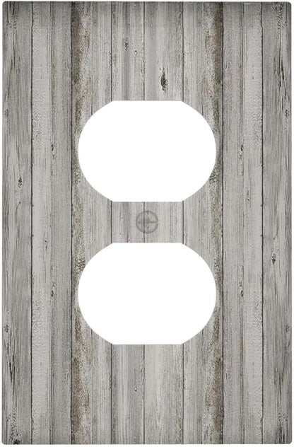 Outlet Covers Farmhouse Rustic Grey Barn Door Wood 1 Gang Duplex Wall Plate Decorative Switch