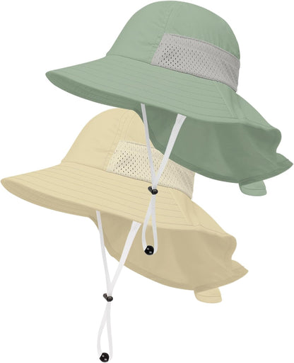 Toddler Baby Sun Hat Kids Summer UPF 50+ for Boys Girls Adjustable Beach Hats with Bucket Wide Brim